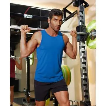 COOFANDY Mens Muscle Shirt Sleeveless Workout Tops for Men Tech Stretch Training Running Tank Top Undershirt Yellow/Blue XL