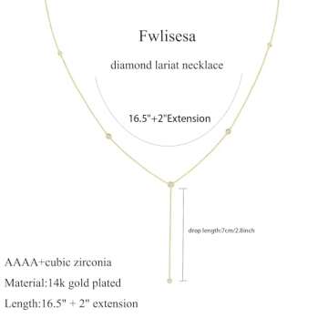 Fwlisesa Gold Lariat Necklace for Women - Trendy Elegance