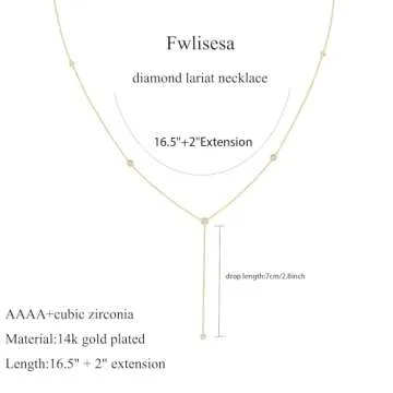 Fwlisesa Gold Lariat Necklace for Women - Trendy Elegance