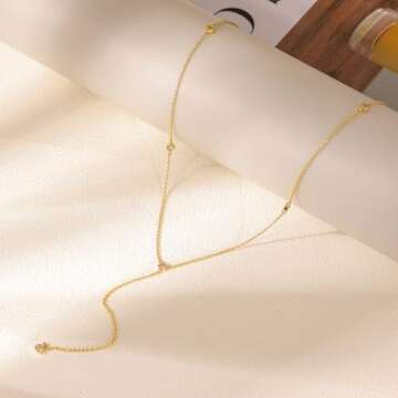 Fwlisesa Gold Lariat Necklace for Women - Trendy Elegance