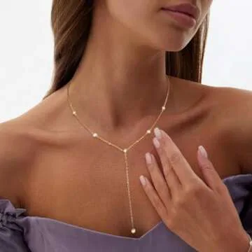 Fwlisesa Gold Lariat Necklace for Women - Trendy Elegance