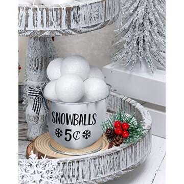 Charming Winter Table Décor Snowball Tiered Tray Set