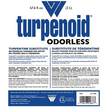 Weber Odorless Turpenoid, Artist Paint Thinner and Cleaner, 2 Liters (67.6 Fl. Oz.) Bottle