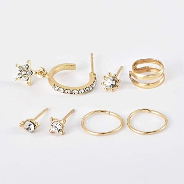 Missgrace 7 Pair Trendy Multiple Piercings Earrings Set