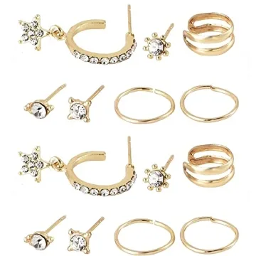 Missgrace 7 Pair Trendy Multiple Piercings Earrings Set