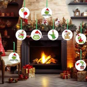 Grinchmas Double-Sided Xmas Ornaments - 24pcs