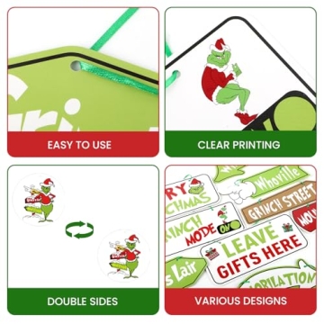 Grinchmas Double-Sided Xmas Ornaments - 24pcs