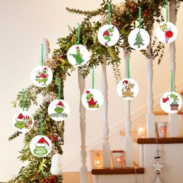Grinchmas Double-Sided Xmas Ornaments - 24pcs