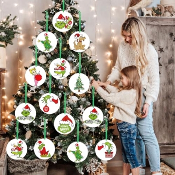 Grinchmas Double-Sided Xmas Ornaments - 24pcs