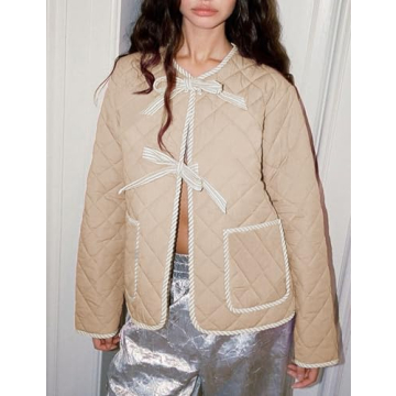 EsheSy Women's Quilted Puffer Jacket Floral Design