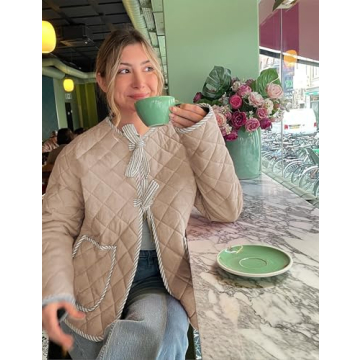 EsheSy Women's Quilted Puffer Jacket Floral Design