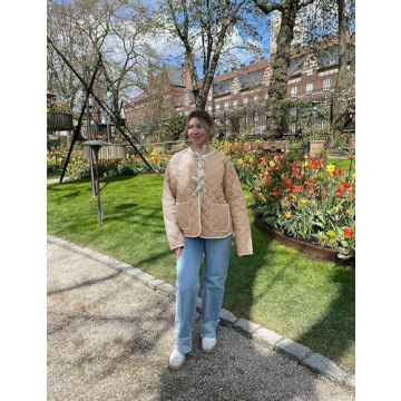 EsheSy Women's Quilted Puffer Jacket Floral Design