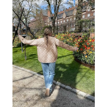 EsheSy Women's Quilted Puffer Jacket Floral Design