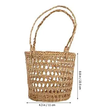 Handwoven Straw Flower Basket for Weddings and Decor