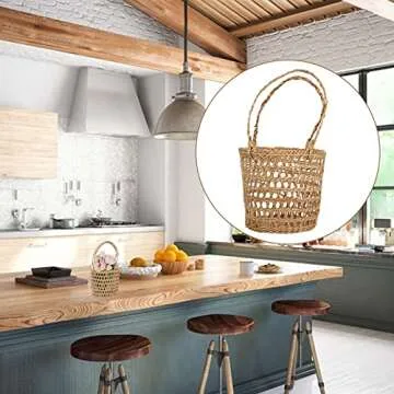 Handwoven Straw Flower Basket for Weddings and Decor