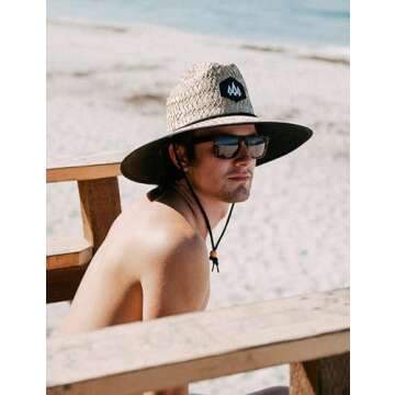 Straw Hat for Men & Women | Lifeguard Hat, Beach Hat & Sun Hat | UPF 50+ Wide Brim for Sun Protection | One Size | Blackout | Hemlock