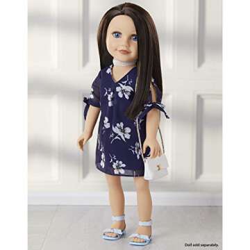 Journey Girls Dolls 18-inch Doll Fashion Set Blue & White Floral Dress, Doll Not Included