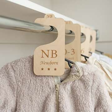 Wooden Baby Gift Bundle 7 Baby Closet Size Dividers for 0 to 24 Months 11 Baby Monthly Milestone Num...