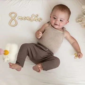 Wooden Baby Gift Bundle 7 Baby Closet Size Dividers for 0 to 24 Months 11 Baby Monthly Milestone Numbers & Birth Announcement Card Boxed for Elegant Gifting