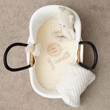 Wooden Baby Gift Bundle 7 Baby Closet Size Dividers for 0 to 24 Months 11 Baby Monthly Milestone Numbers & Birth Announcement Card Boxed for Elegant Gifting