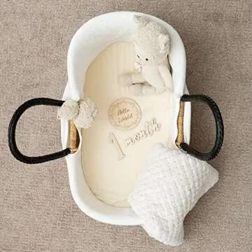 Wooden Baby Gift Bundle 7 Baby Closet Size Dividers for 0 to 24 Months 11 Baby Monthly Milestone Numbers & Birth Announcement Card Boxed for Elegant Gifting