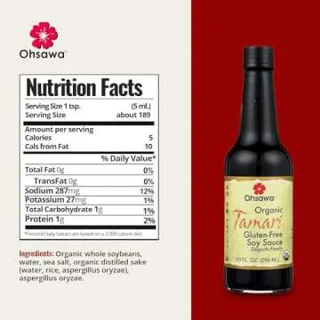 Ohsawa Organic Tamari, Traditionally Brewed in Cedar Kegs for Extra Flavor - Japanese Soy Sauce, Low - Sodium, Gluten-Free, Vegan, Kosher - 10 oz