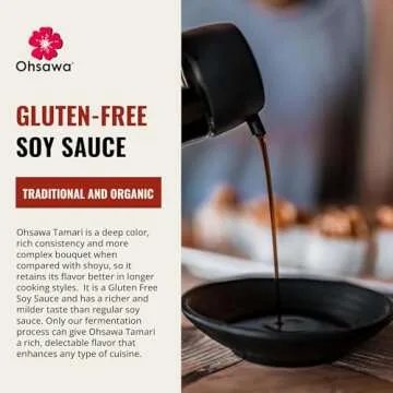 Ohsawa Organic Tamari, Traditionally Brewed in Cedar Kegs for Extra Flavor - Japanese Soy Sauce, Low - Sodium, Gluten-Free, Vegan, Kosher - 10 oz