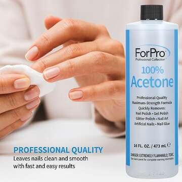 ForPro Professional Collection 100% Pure Acetone, Professional Nail Polish Remover for Natural, Artificial, Acrylic, and Sculptured Nails, Removes Gel Polish, Glue, and Glitter, 16 fl. oz.