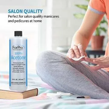 ForPro Professional Collection 100% Pure Acetone, Professional Nail Polish Remover for Natural, Artificial, Acrylic, and Sculptured Nails, Removes Gel Polish, Glue, and Glitter, 16 fl. oz.
