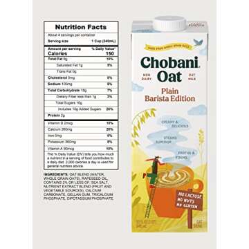 Chobani Oat Barista Edition, Perfect for Non-Dairy Drinks