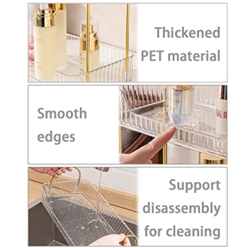 shuang qing Bathroom Counter Organizer Countertop Storage, Cosmetics Skincare Shelf Organizer, Makeup Organizer Perfume for Dresser Vanity Tray, Spice Rack Organizer for Kitchen(2 Tier-Clear)