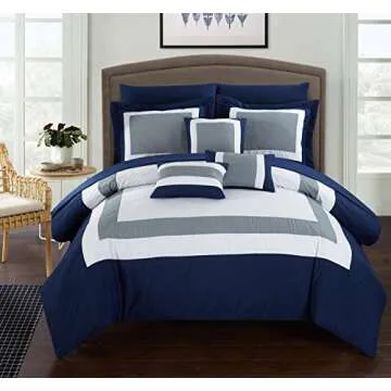Chic Home Duke Queen Comforter Set 10-Piece Colorblocked Bedding Set