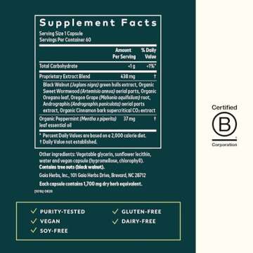 Gaia Herbs Microbiome Cleanse - with Black Walnut, Sweet Wormwood, Oregano & Peppermint - Helps Bala...