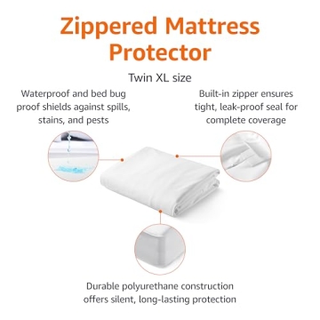 Amazon Basics Zippered Mattress Encasement - Waterproof & Bed Bug Proof - Twin XL