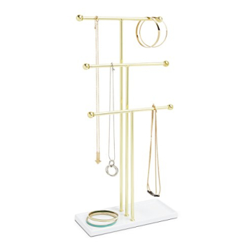 Umbra Trigem 3-Tier Jewelry Organizer Brass/White
