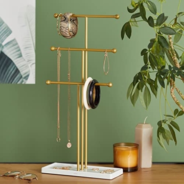 Umbra Trigem 3-Tier Jewelry Organizer Brass/White