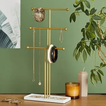 Umbra Trigem 3-Tier Jewelry Organizer Brass/White