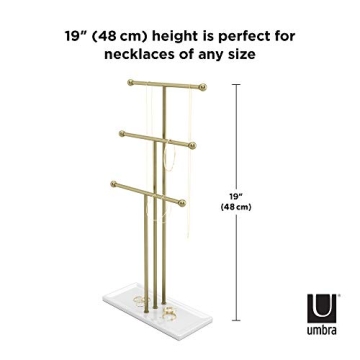 Umbra Trigem 3-Tier Jewelry Organizer Brass/White