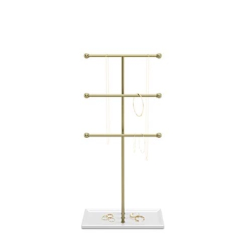 Umbra Trigem 3-Tier Jewelry Organizer Brass/White