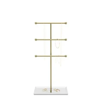 Umbra Trigem 3-Tier Jewelry Organizer Brass/White