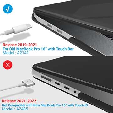 IBENZER Compatible with MacBook Pro 16 Inch Case A2141 Release 2020 2019, Hard Shell Case with Keyboard Cover & Type C Adapter for Old Version Mac Pro 16’’, Crystal Black, T16CYBK+1TC