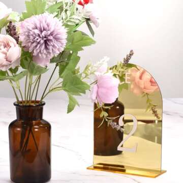 30pcs Gold Arch Acrylic Table Number Holders for Weddings