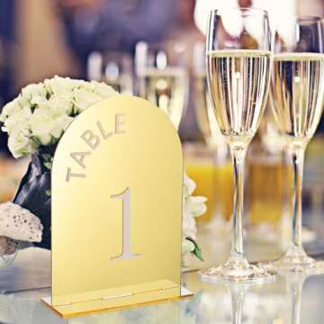 30pcs Gold Arch Acrylic Table Number Holders for Weddings