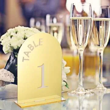 30pcs Gold Arch Acrylic Table Number Holders for Weddings