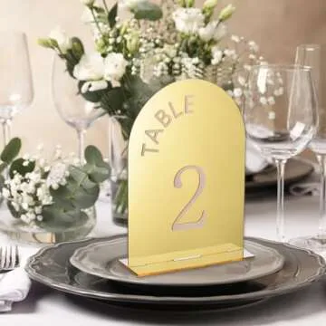 30pcs Gold Arch Acrylic Table Number Holders for Weddings