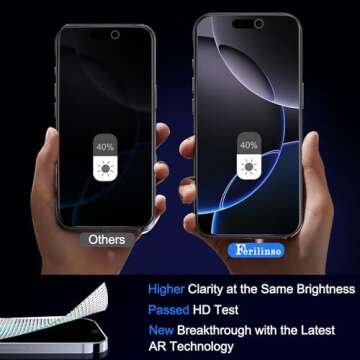 Ferilinso [Auto Dust Install] 3 Pack Privacy Screen Protector for iPhone 16 Pro Max [Phone Case fit], 3 Tempered Glass Camera Lens Accessories for Apple