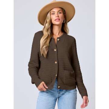 Stylish ANRABESS Women's Tweed Knit Cardigan for Spring
