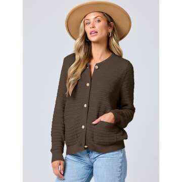 Stylish ANRABESS Women's Tweed Knit Cardigan for Spring