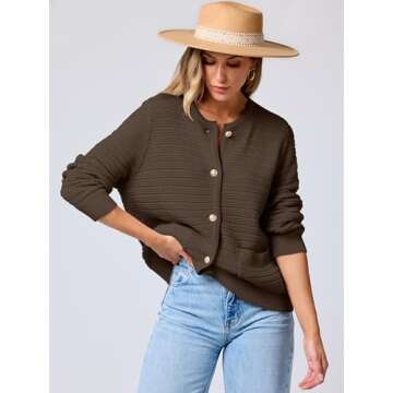 Stylish ANRABESS Women's Tweed Knit Cardigan for Spring