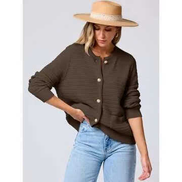 Stylish ANRABESS Women's Tweed Knit Cardigan for Spring